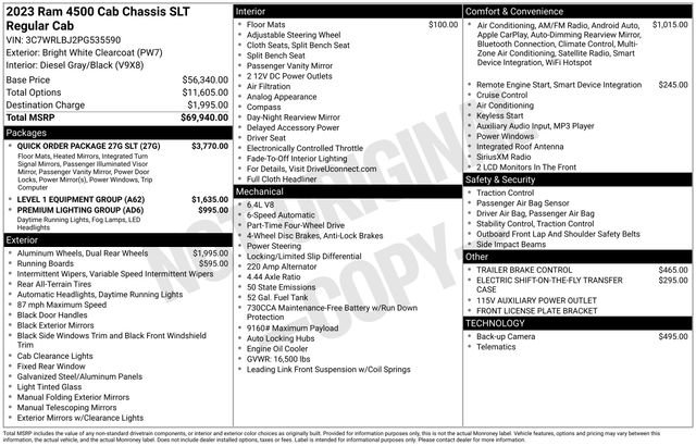 Used 2023 RAM 4500 SLT w/ Quick Order Package 27G SLT image 32