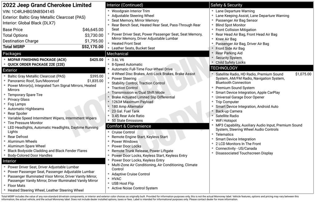 Used 2022 Jeep Grand Cherokee Limited w/ MOPAR Finishing Package AWD/4WD image 44