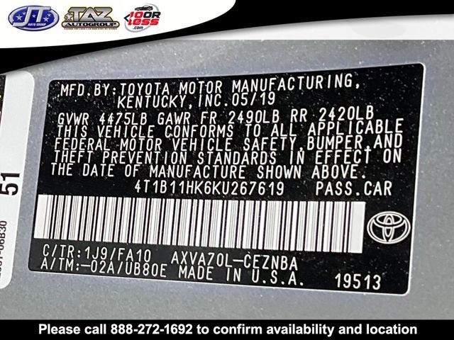 Used 2019 Toyota Camry LE FWD image 19