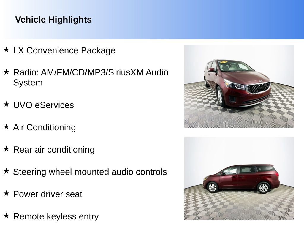 Used 2016 Kia Sedona LX w/ Option Group 020 FWD image 2