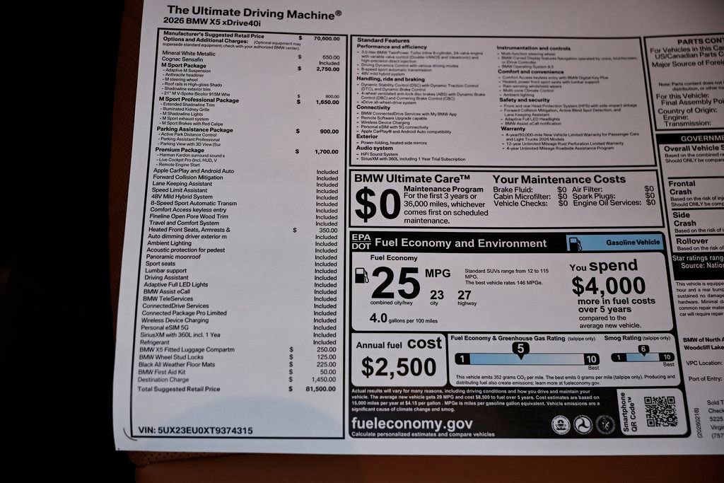 New 2026 BMW X5 xDrive40i w/ M Sport Package image 42