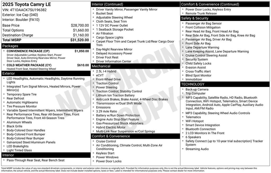 Used 2025 Toyota Camry LE w/ Convenience Package FWD image 7