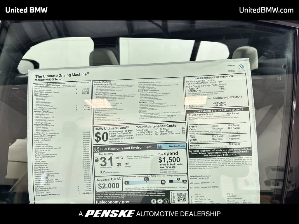 Used 2026 BMW 530i w/ M Sport Package RWD image 23