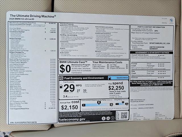 New 2026 BMW X3 xDrive30 w/ M Sport Package image 19