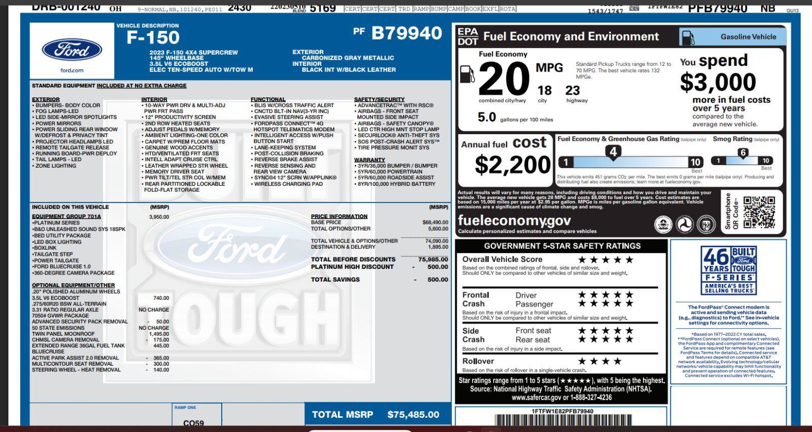 Certified 2023 Ford F150 Platinum w/ Equipment Group 701A High AWD/4WD image 4