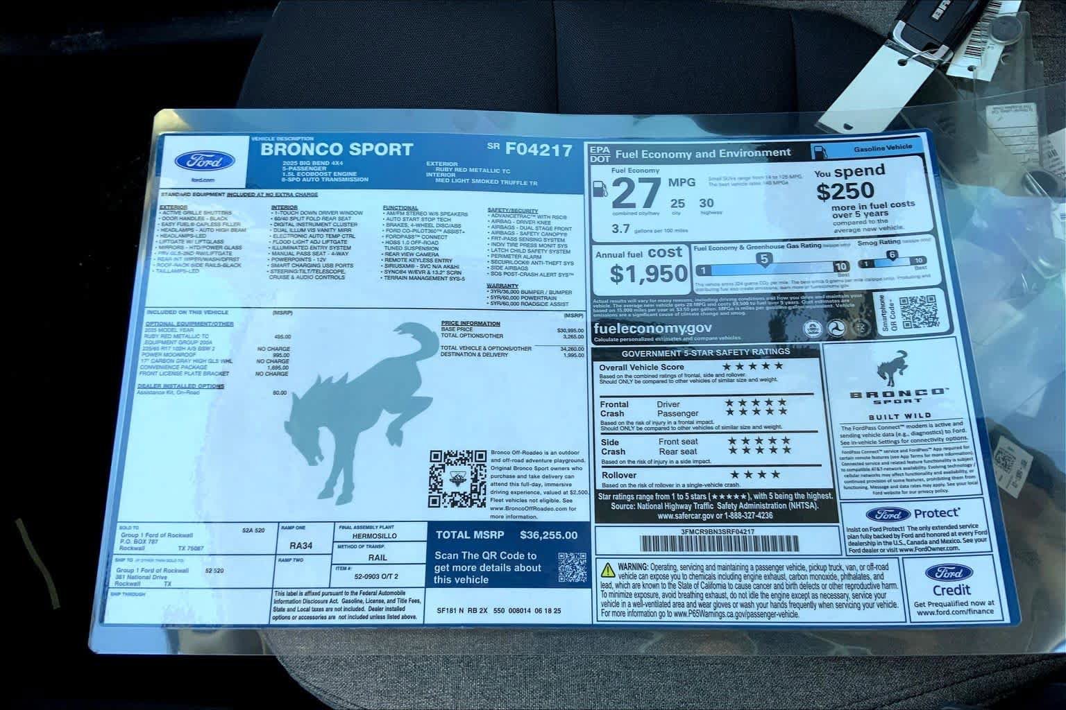New 2025 Ford Bronco Sport Big Bend w/ Convenience Package AWD/4WD image 19