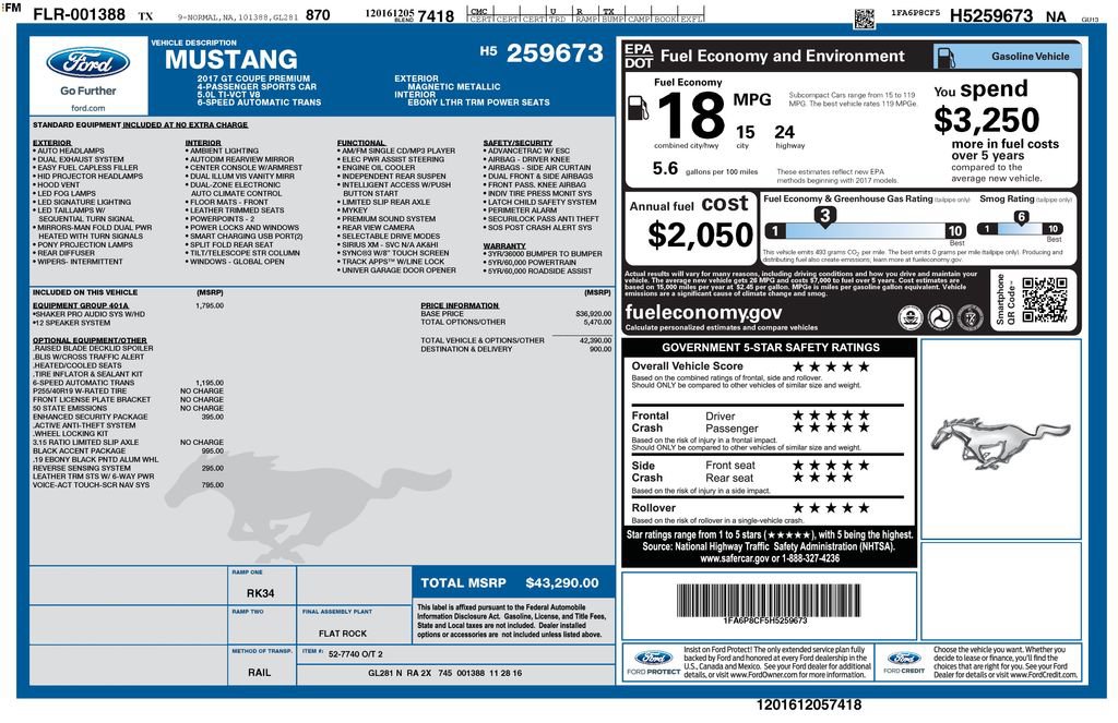 Used 2017 Ford Mustang GT Premium w/ Equipment Group 401A RWD image 35