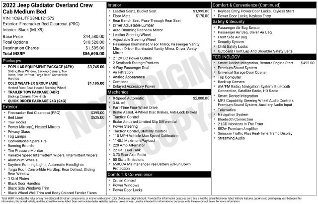 Used 2022 Jeep Gladiator Overland w/ Popular Equipment Package AWD/4WD image 1