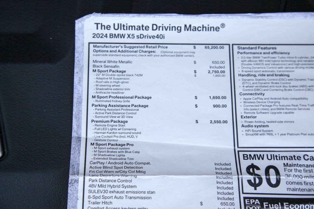 Used 2024 BMW X5 sDrive40i w/ M Sport Package RWD image 66