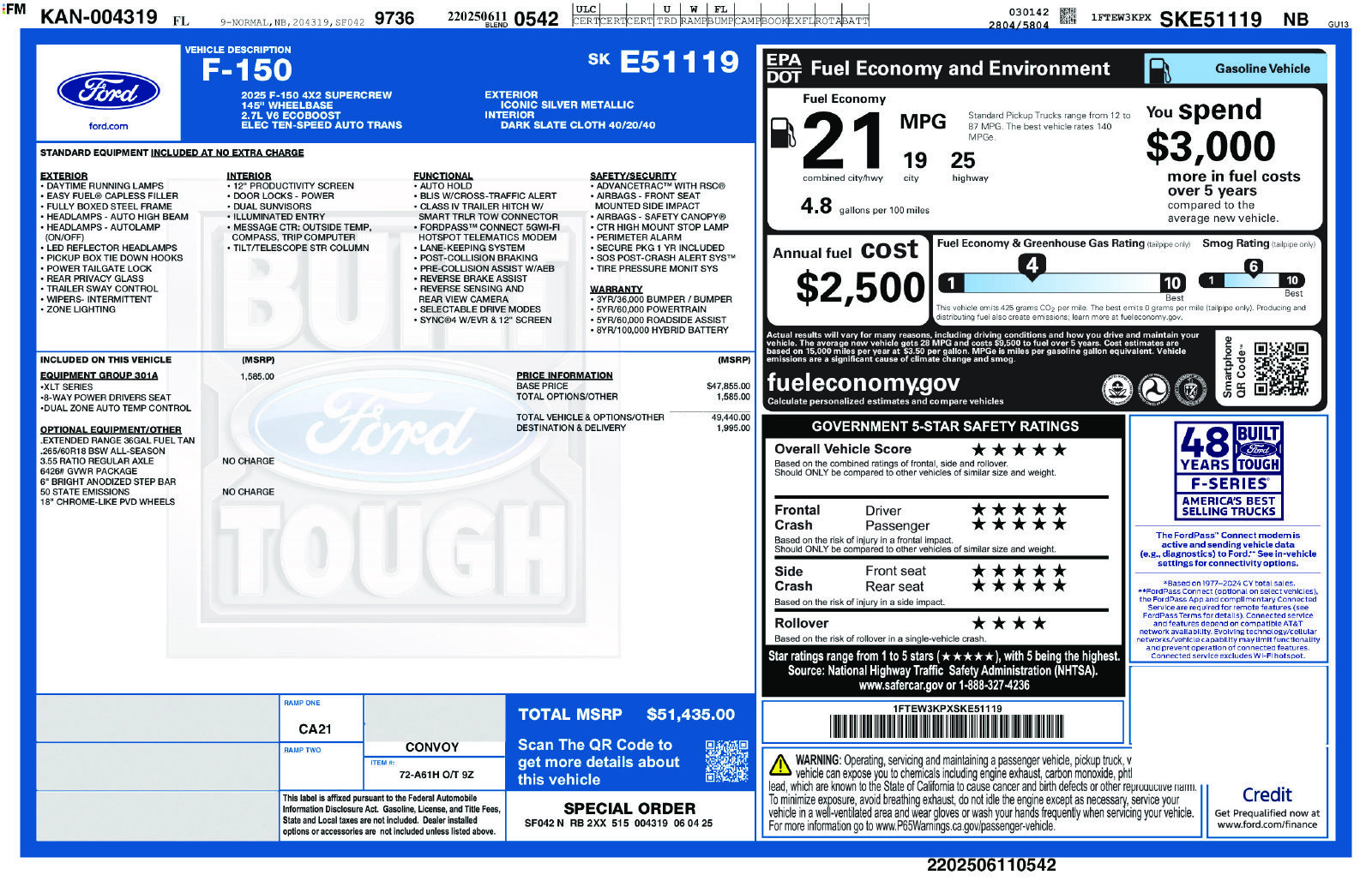 Used 2025 Ford F150 XLT w/ Equipment Group 301A Standard RWD image 34
