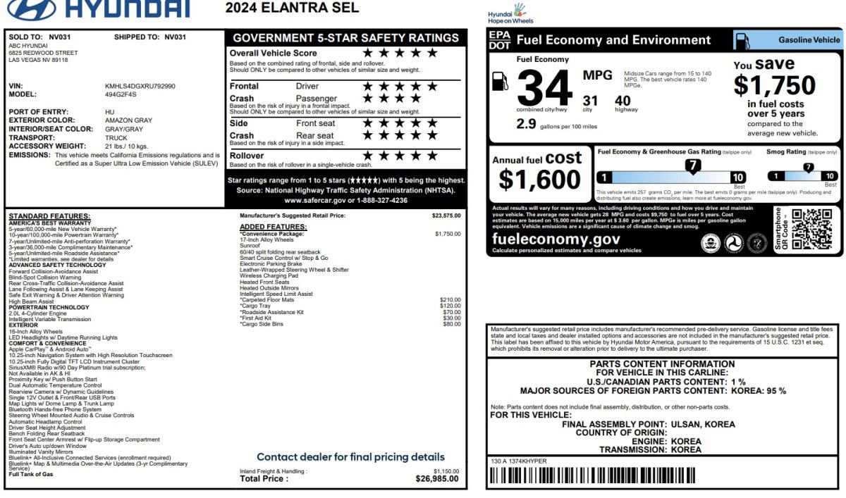 Used 2024 Hyundai Elantra SEL w/ Convenience Package image 16