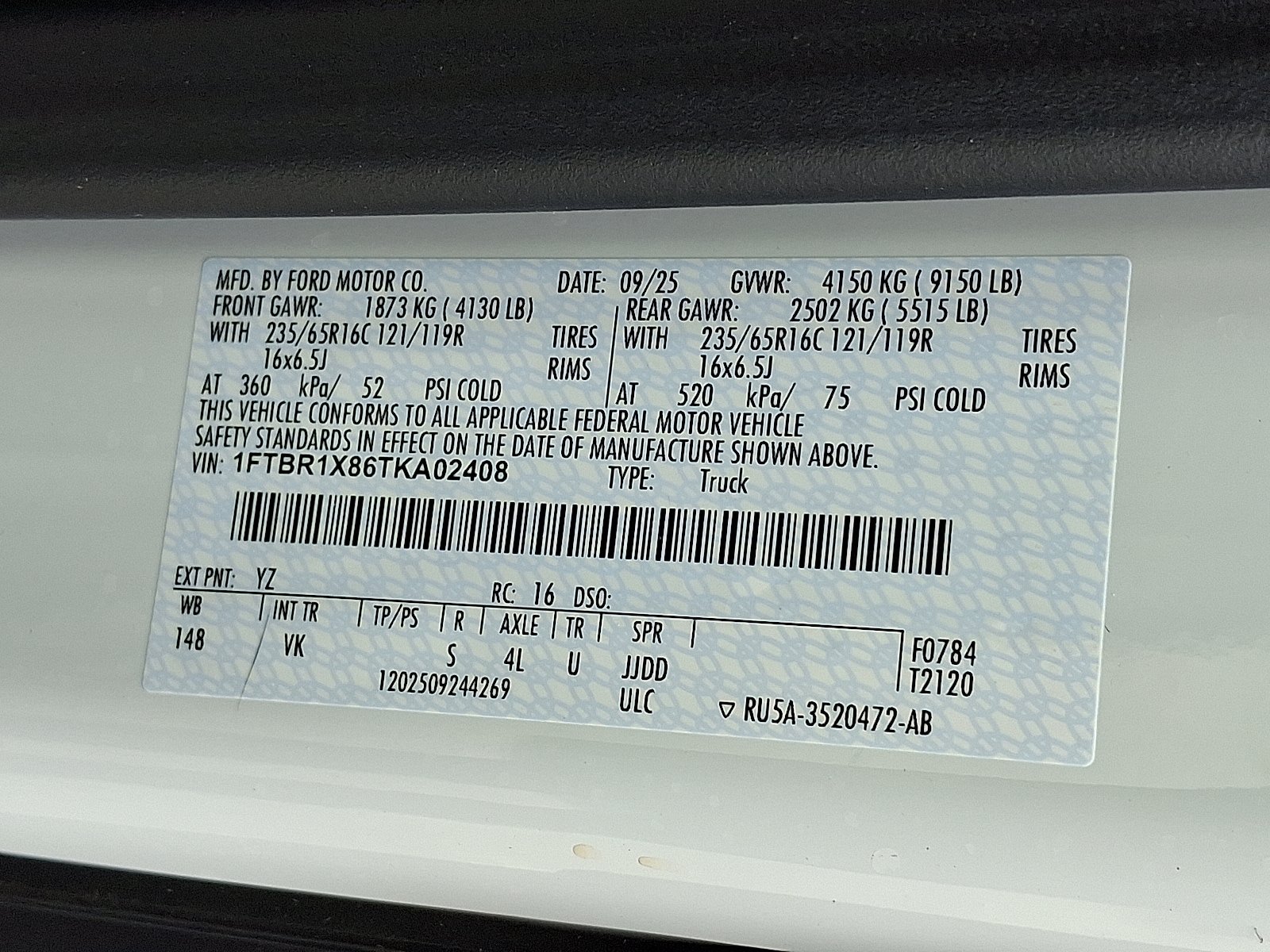 New 2026 Ford Transit 250 148 High Roof w/ Load Area Protection Package RWD image 10