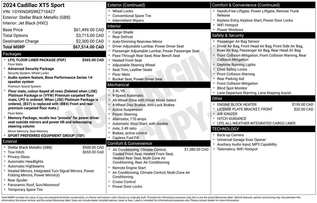 Used 2024 Cadillac XT5 Sportv w/ LPO, Floor Liner Package AWD/4WD image 27