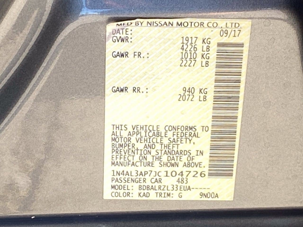 Certified 2018 Nissan Altima 2.5 SL FWD image 34