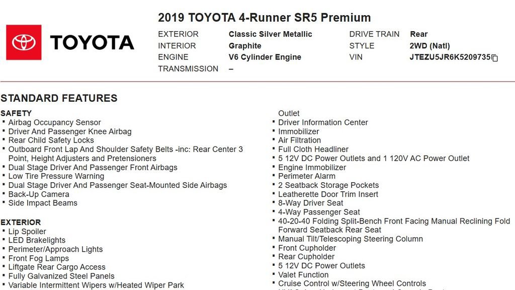 Used 2019 Toyota 4Runner SR5 Premium RWD image 29