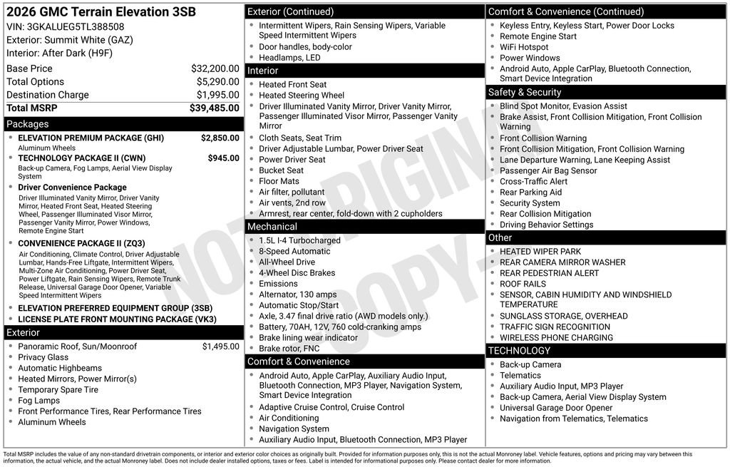 New 2026 GMC Terrain Elevation w/ Elevation Premium Package AWD/4WD image 5