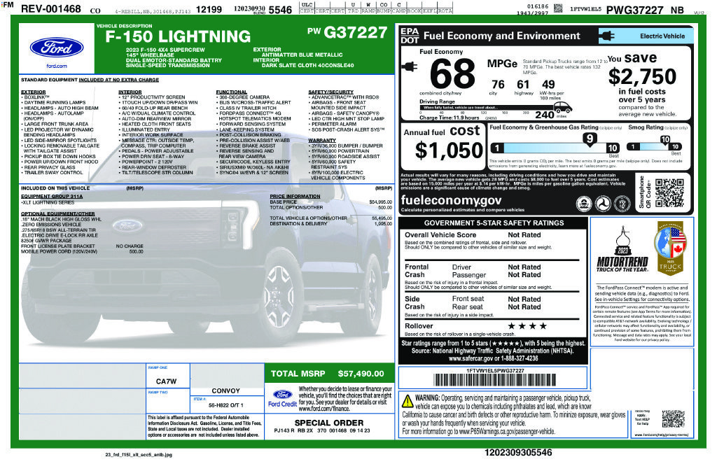 Certified 2023 Ford F150 Lightning XLT AWD/4WD image 35