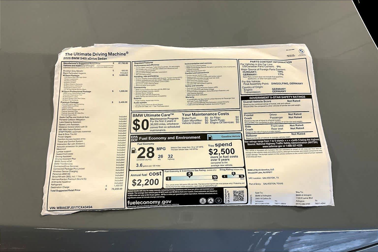 New 2026 BMW 540i xDrive w/ M Sport Package AWD/4WD image 19