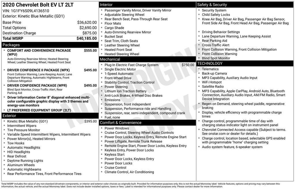 Used 2020 Chevrolet Bolt LT FWD image 6
