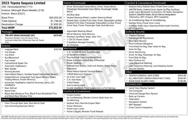 Used 2023 Toyota Sequoia Limited w/ TRD Off-Road Package AWD/4WD image 37