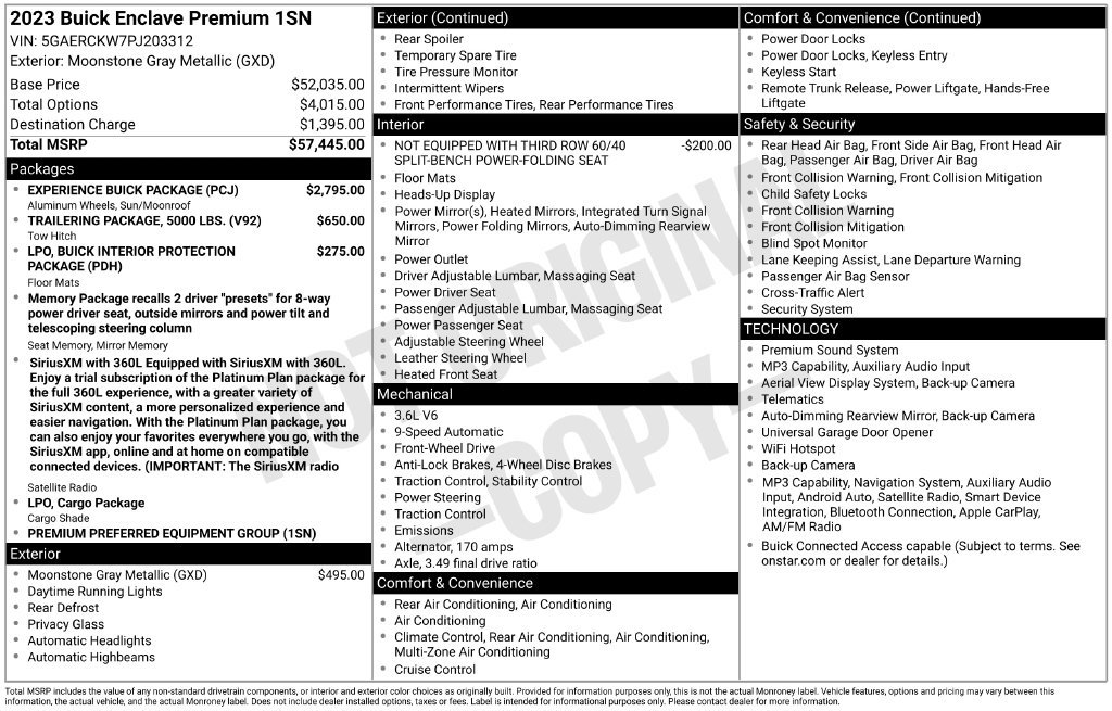 Used 2023 Buick Enclave Premium w/ Experience Buick Package FWD image 2