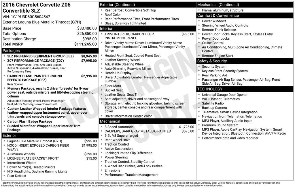 Used 2016 Chevrolet Corvette Z06 w/ 3LZ Preferred Equipment Group RWD image 6