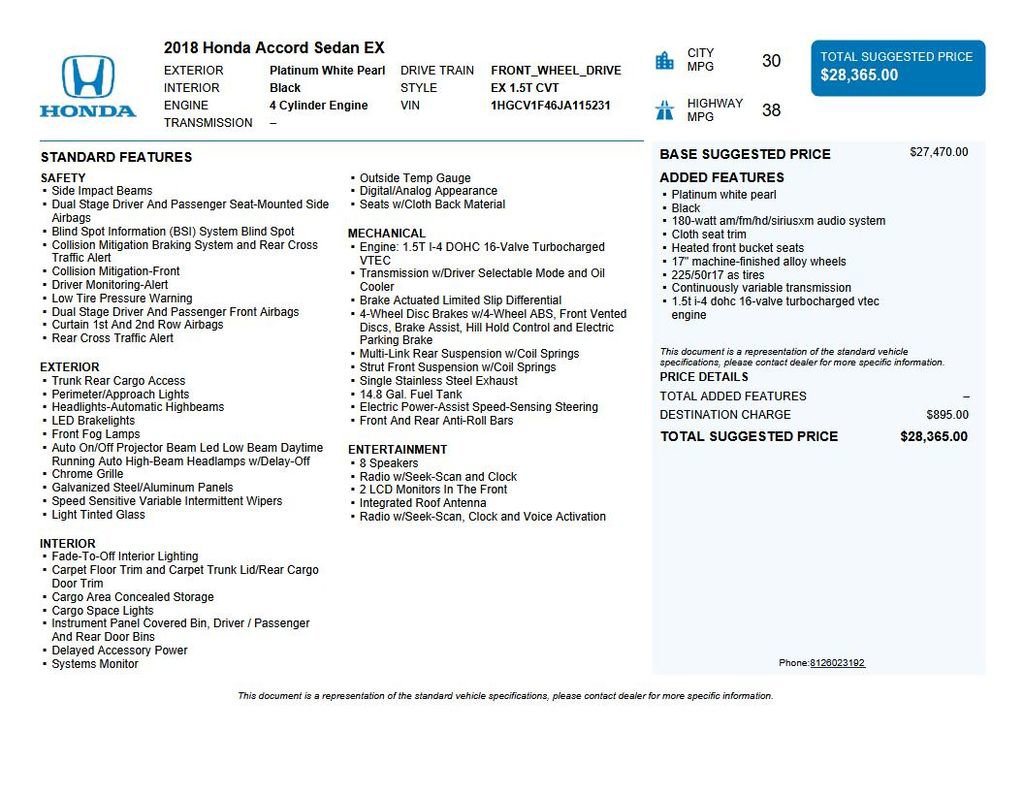 Used 2018 Honda Accord EX image 41