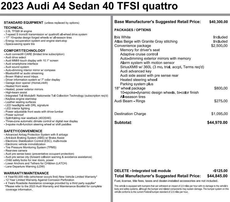 Used 2023 Audi A4 2.0T Premium w/ Convenience Package AWD/4WD image 3