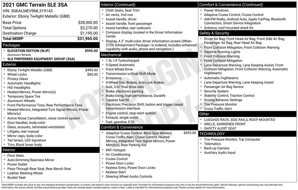 Used 2021 GMC Terrain SLE w/ Elevation Edition image 6