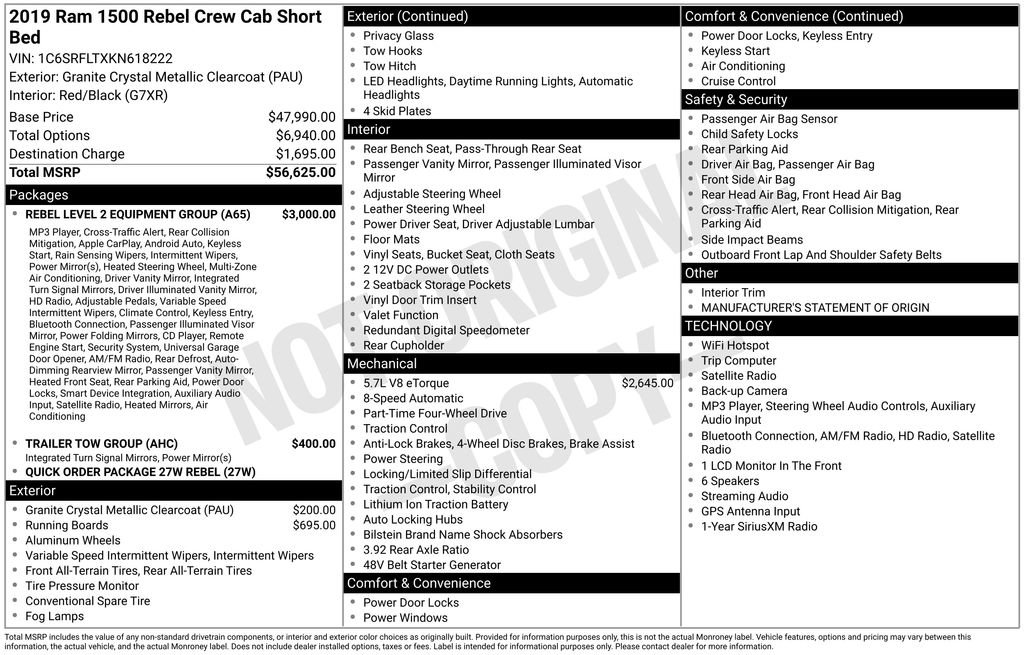 Used 2019 RAM 1500 Rebel w/ Rebel Level 2 Equipment Group AWD/4WD image 6