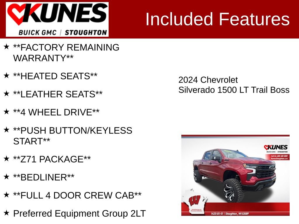 Used 2024 Chevrolet Silverado 1500 LT Trail Boss w/ LT Trail Boss Premium Package AWD/4WD image 3