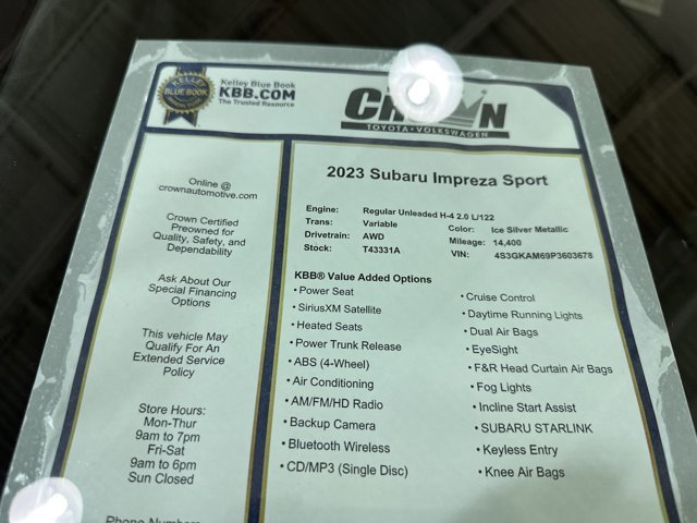 Used 2023 Subaru Impreza 2.0i Sport image 40