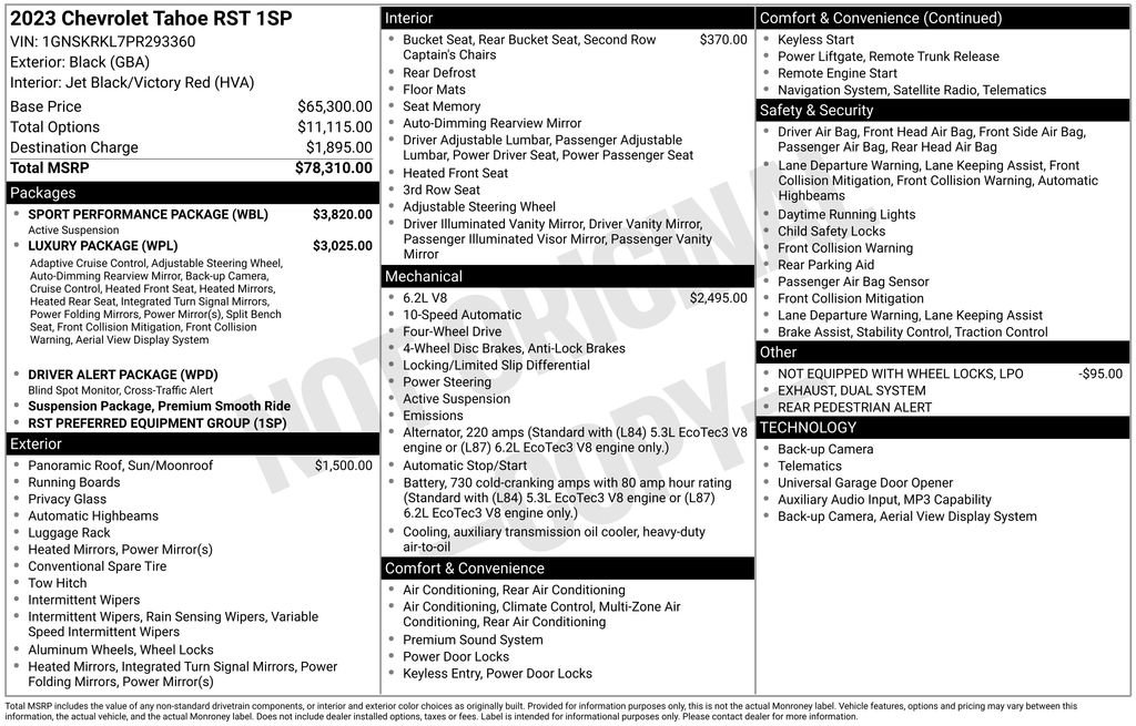 Used 2023 Chevrolet Tahoe RST w/ Sport Performance Package AWD/4WD image 11