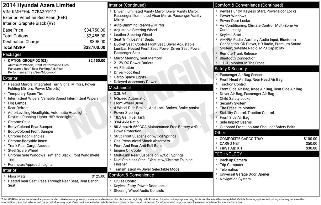 Used 2014 Hyundai Azera Limited w/ Option Group 02 image 4