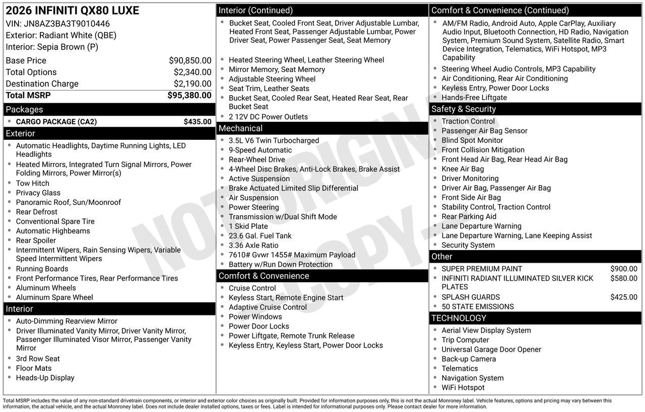 Certified 2026 INFINITI QX80 Luxe w/ Cargo Package RWD image 35