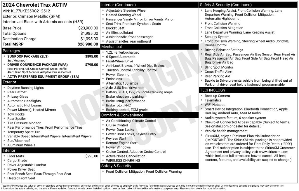 Certified 2024 Chevrolet Trax ACTIV w/ Sunroof Package FWD image 4