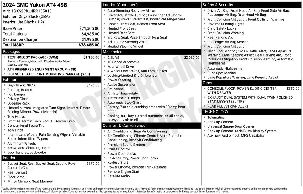 Used 2024 GMC Yukon AT4 w/ Technology Package AWD/4WD image 9