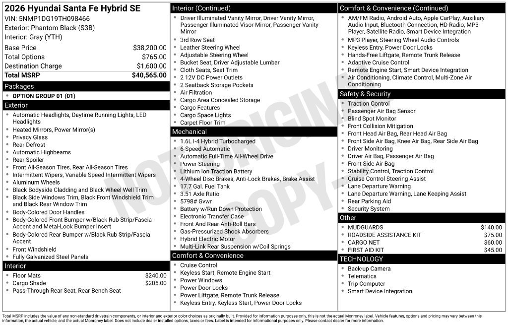 New 2026 Hyundai Santa Fe SE AWD/4WD image 16