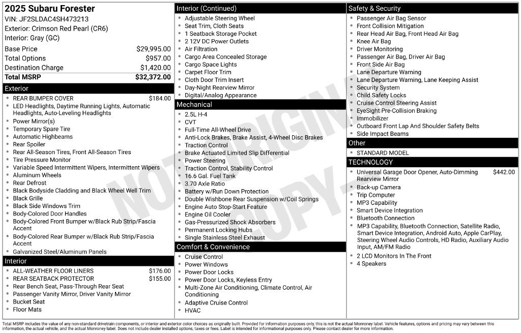 Certified 2025 Subaru Forester AWD/4WD image 6