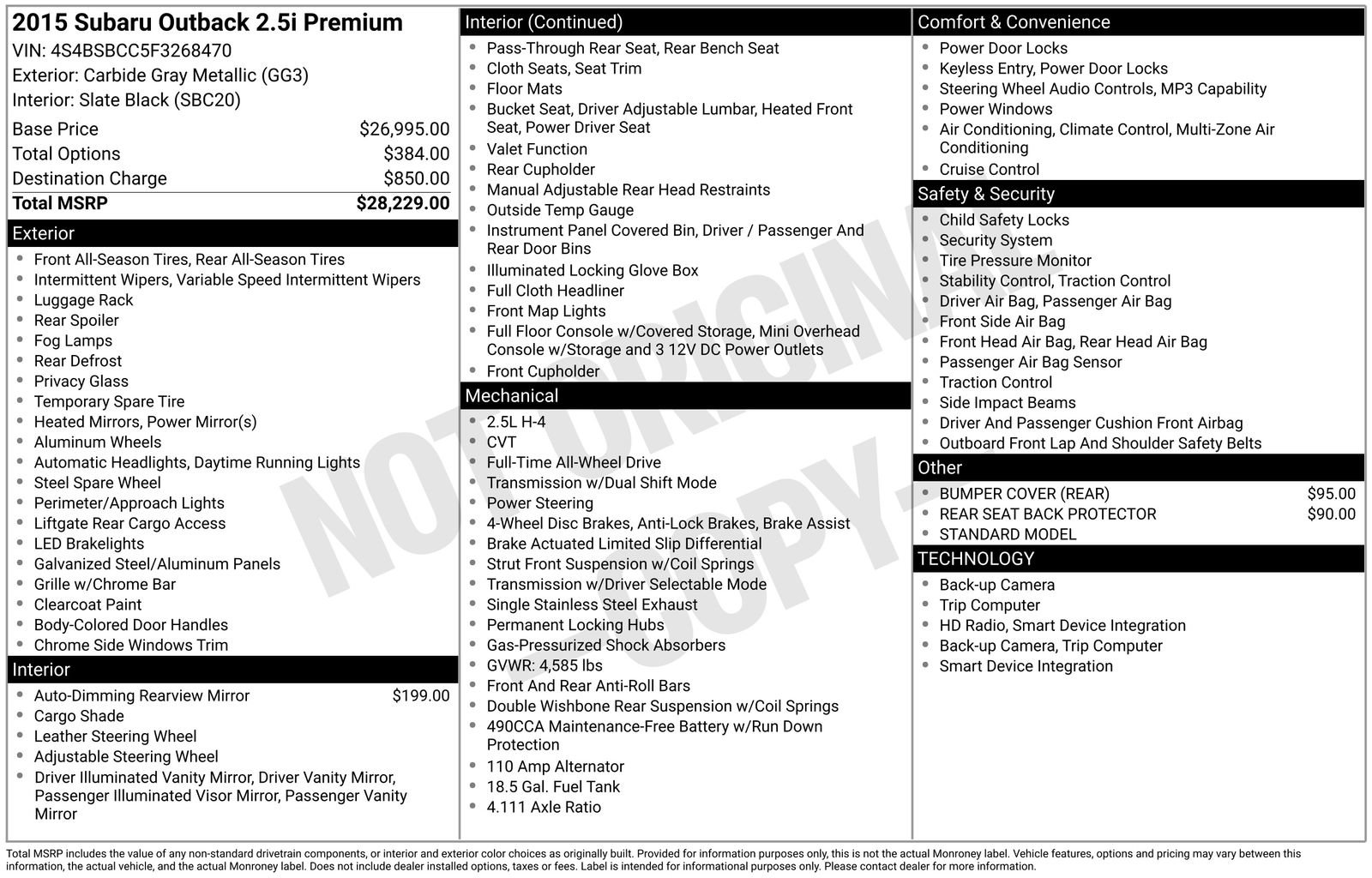 Used 2015 Subaru Outback 2.5i Premium image 17