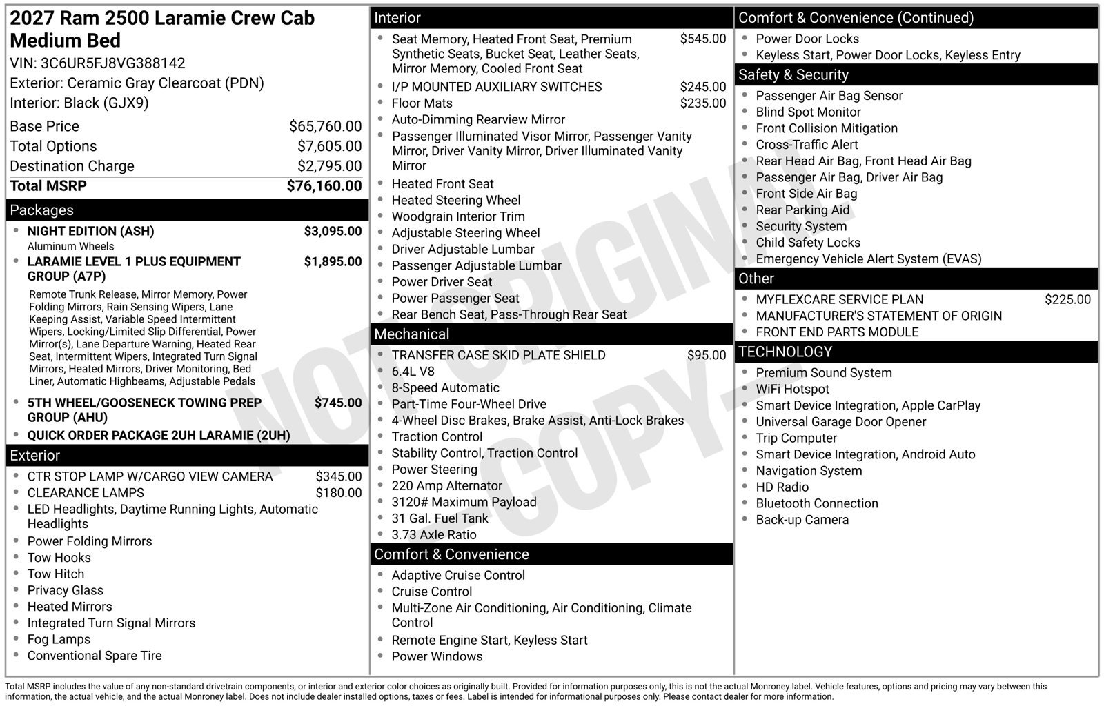 New 2027 RAM 2500 Laramie w/ Night Edition AWD/4WD image 1