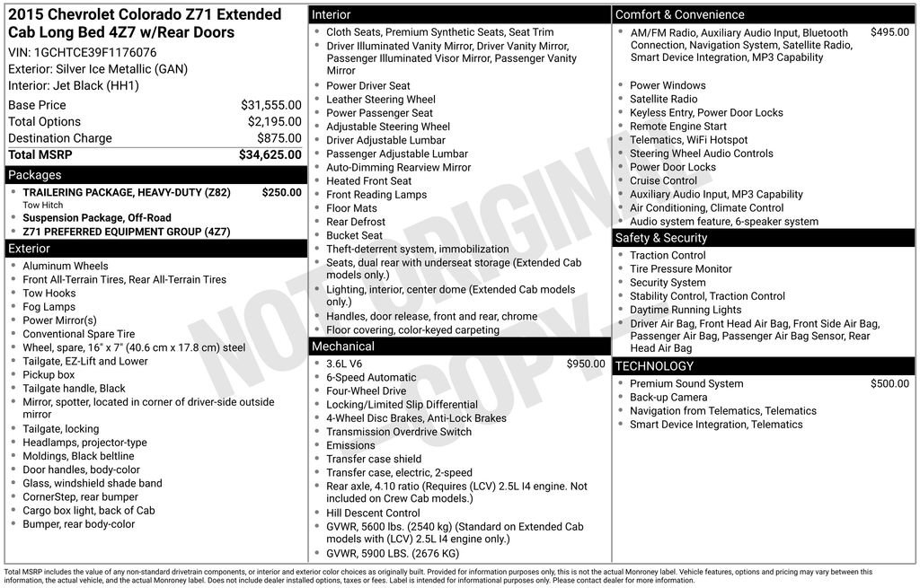 Certified 2015 Chevrolet Colorado Z71 AWD/4WD image 40