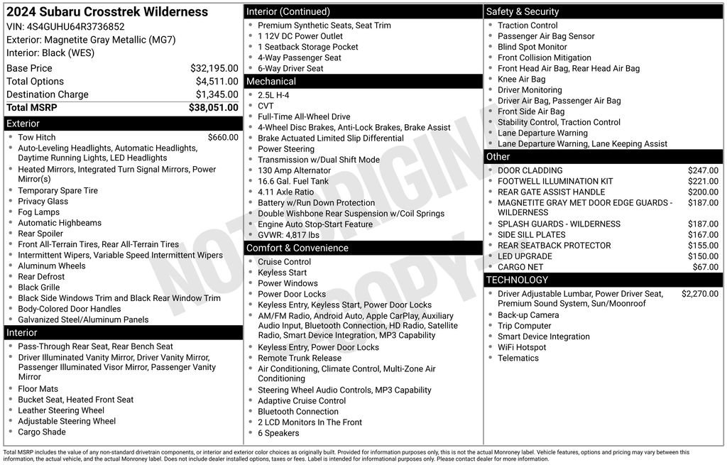 Certified 2024 Subaru Crosstrek 2.5i Wilderness AWD/4WD image 36