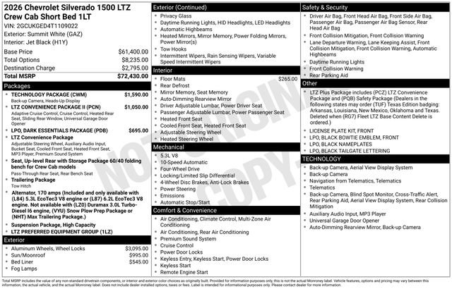 New 2026 Chevrolet Silverado 1500 LTZ w/ Technology Package AWD/4WD image 33