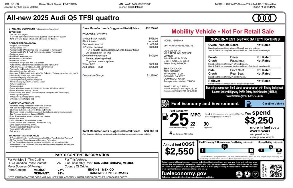 Used 2025 Audi Q5 Premium w/ Convenience Package AWD/4WD image 2