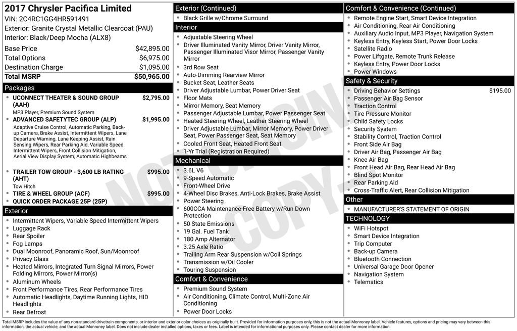 Used 2017 Chrysler Pacifica Limited FWD image 11