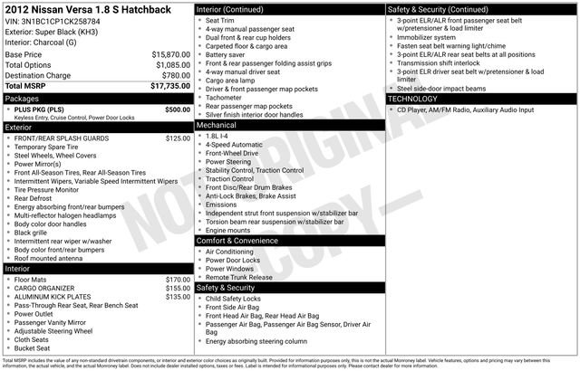 Used 2012 Nissan Versa 1.8 S w/ Plus Pkg FWD image 4