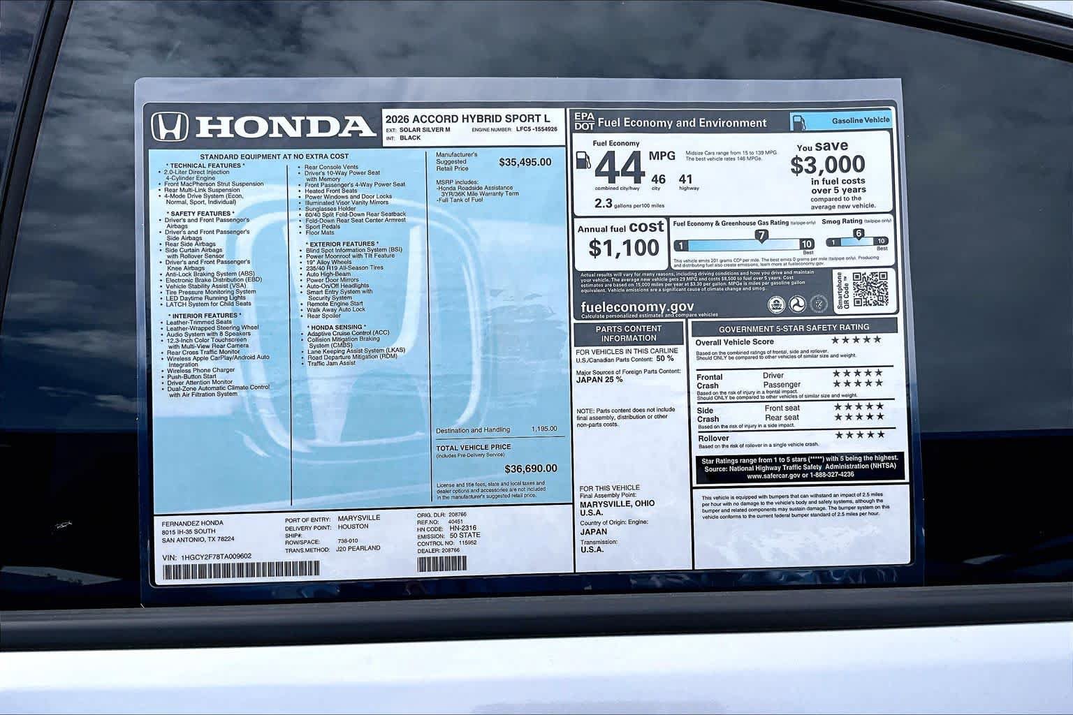 New 2026 Honda Accord Sport image 22