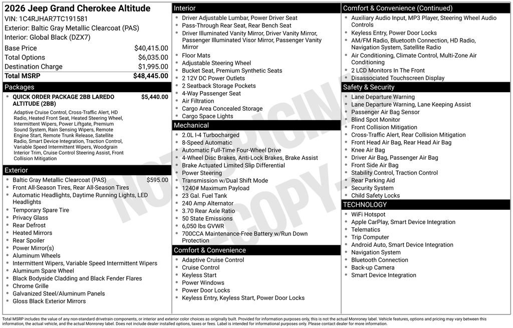 New 2026 Jeep Grand Cherokee Altitude AWD/4WD image 4