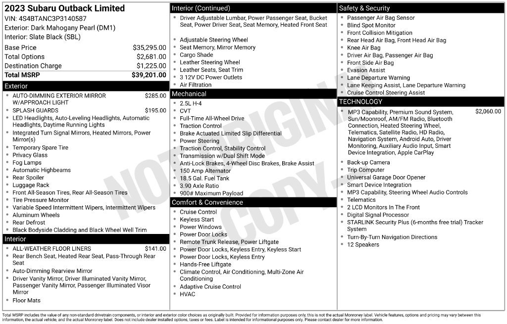 Certified 2023 Subaru Outback Limited AWD/4WD image 8